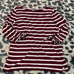 Old Navy Maroon and White Striped Top